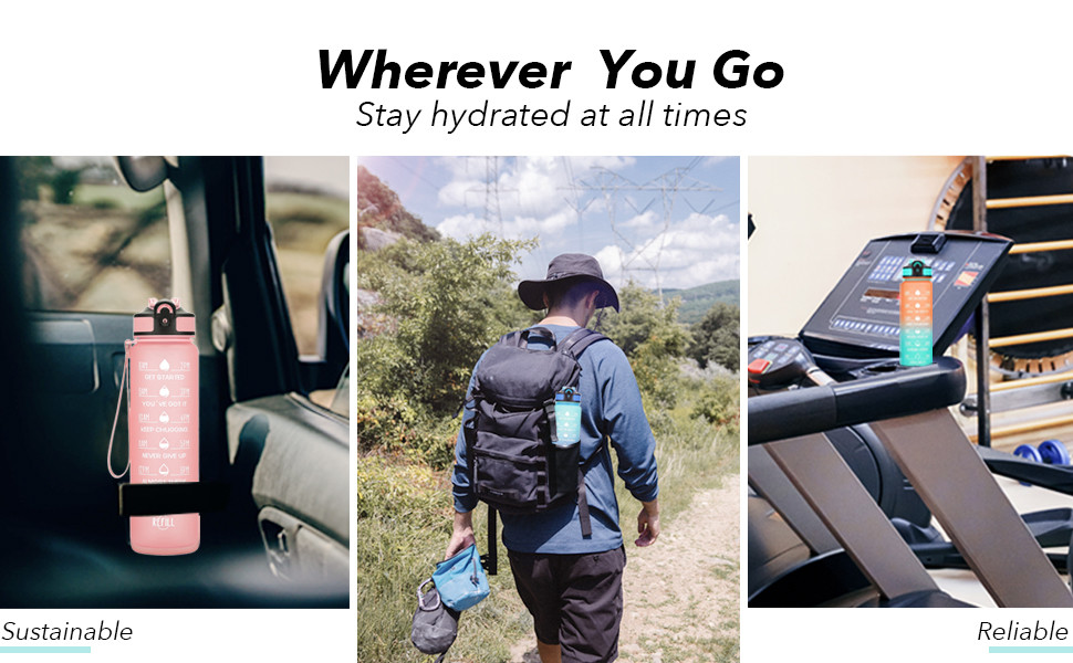 Leakproof BPA Free Personalized Motivational Drinking Water Bottle With Hourly Markings & Straw To Ensure You Drink Enough Water Throughout The Day