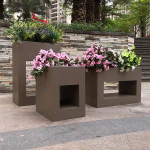 Wholesale MODERN DESIGN INDOOR FLOWER POT OUTDOOR BLACK POWDER PAINTED METAL FLOWER POT GARDEN CORTEN STEEL PLANTER from china suppliers