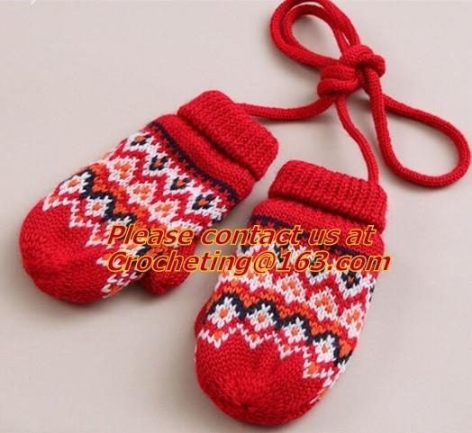 Simple jacquard knitted cotton gloves for baby, Fashion women fingerless gloves