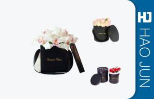 Wholesale Black Flower Packing Boxes , Small Cardboard Boxes With Handles / Lids from china suppliers