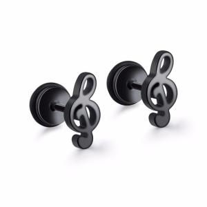 Wholesale Fashion Music Note Stainless Steel Stud Earrings For Women men Gold /Black/steel Color Punk Female Daily Jewelry Gift from china suppliers