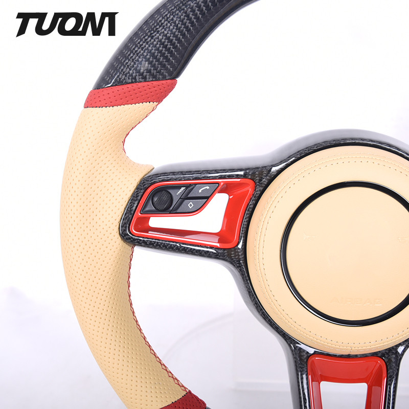 Multicolor Leather Carbon Steering Wheel Custom Porsche Cayenne Macan 991