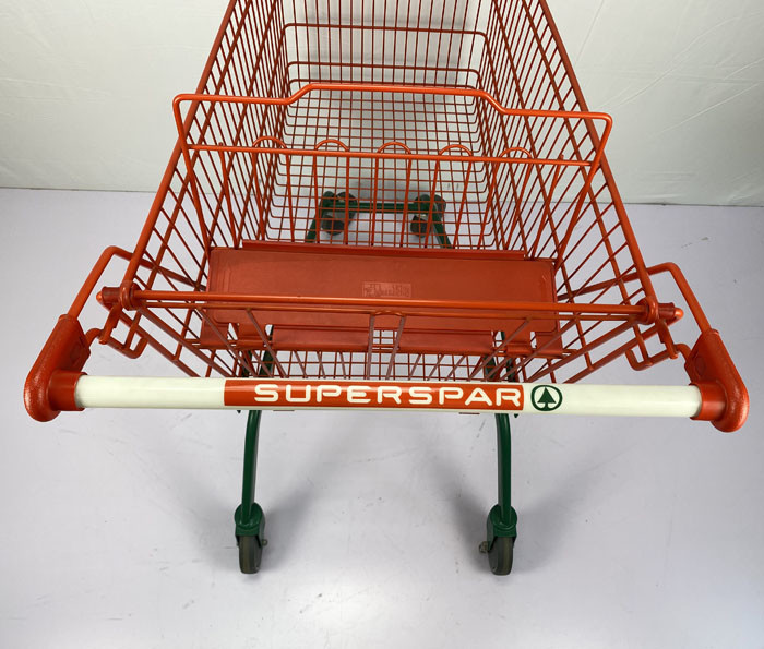210L Customized Metal Supermarket Shopping Trolley European Type Red And Green Color