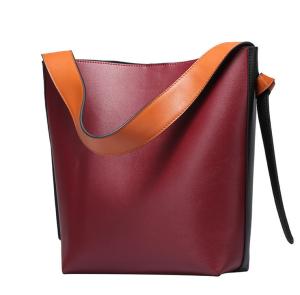 Wholesale Genuine Cow Leather Shopping Bags Cowhide Bucket Handbags Women Shoulder Bag from china suppliers