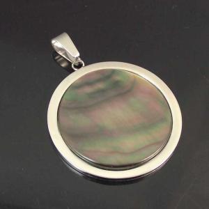 Wholesale Supper Fashion Colorful White Black Pearl Shell Inlay Stainless Steel Pendant LSP0012 from china suppliers