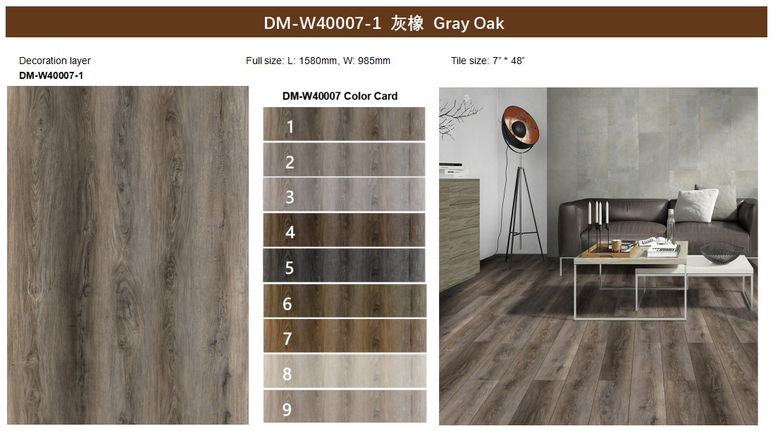 Pet Friendly Oak Stone Vinyl SPC Flooring Anti Fouling GKBM DM-W40007