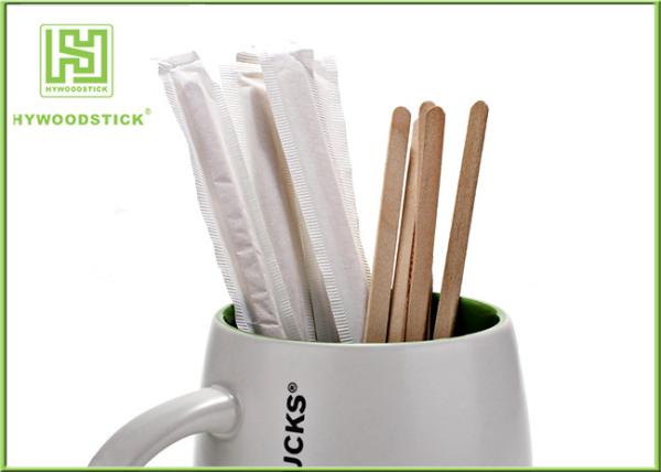 Sterile Healthy Coffee Mixer Stick , Individually Paper Sleeve Wooden Drink