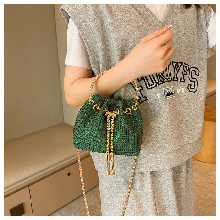 None Decoration Rhinestone Lady Evening Bag with Metal Handle and Cross-body Design