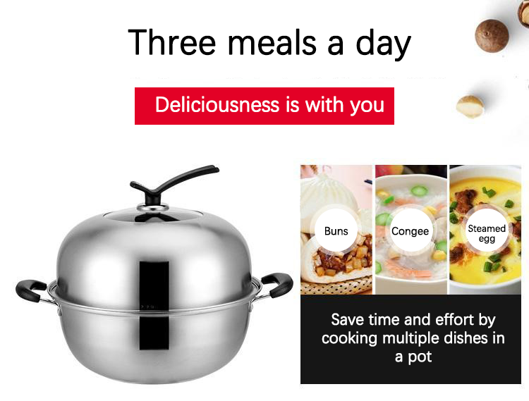 Amazon Top Seller Kitchen Cooking Induction Multi-Layer Stainless Steel Steamer Pot With Bakelite Handle