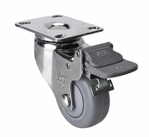 Single Ball Bearing Grey TPE Caster Ideal for Edl Chrome 2.5" 70kg Plate Brake