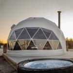 Fireplace Heated PVC Cover Outdoor Geodesic Tent Campsite Winter Bubble Dome