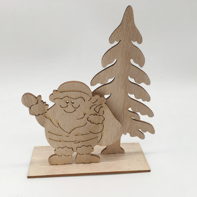 Christmas Tree Santa Elk Wooden Chips Festival Ornaments For Family Party Table Decorations
