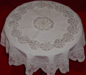Rectangular coffee table linen table cloth table, Corcheted Lace Table linen, Tablecloth