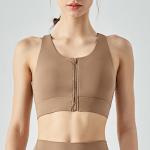 Front Middle Zipper women Yoga Bra High Strength Female Nude Lining Sports Bra