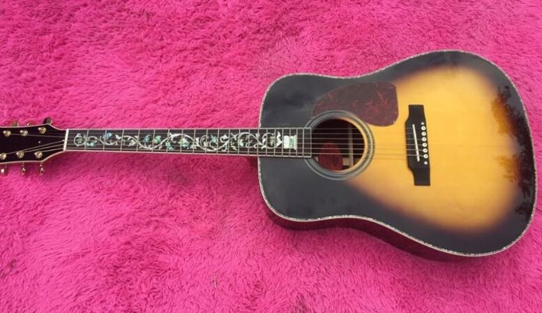 Sunburst Chibson J45 deluxe acoustic guitar Real Abalone Inlays rosewood body J45 electric acoustic guitar