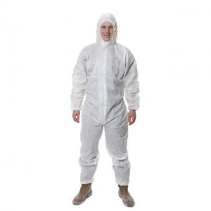 China Microporous Waterproof White Disposable Coverall Suit Anti Oil / Gas on sale