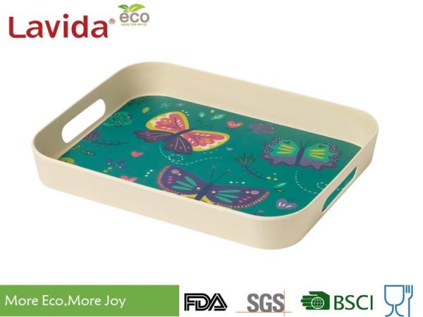 Nature Garden Butterly Prints Eco-friendly Biodegradable Bamboo Fiber Tray