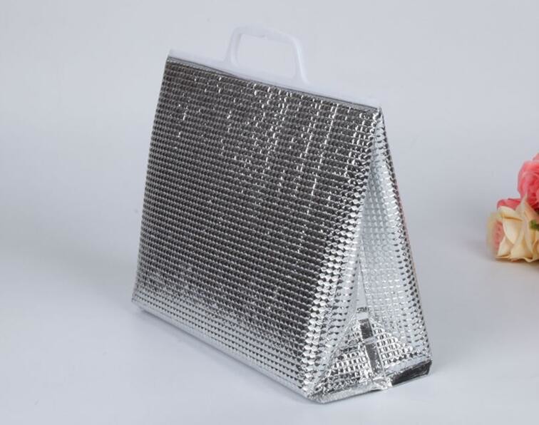 Reusable aluminium foil thermal insulation material cooler bag for picnic with Strapping tape closureRecycled PP Woven Plast