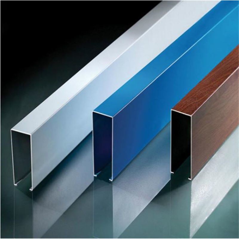 Aluminum U Baffle Metal Ceiling Tiles Building Decorative Customizable 300mm Width
