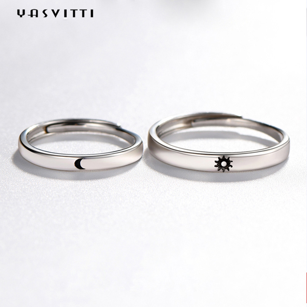 2gram 0.07oz Sun And Moon Rings 3A zircon Simple Sterling Silver Ring