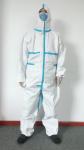 White Blue Disposable Isolation Gown Chemical Protective Coveralls