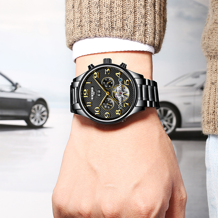 Automatic mechanical KINYUED watch fashion stainless steel mens waterproof automatic mechanical watch
