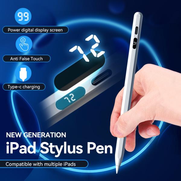 Aluminum Alloy Micro USB Charging Stylus Pen 0.2mm Accuracy For Apple Pencil