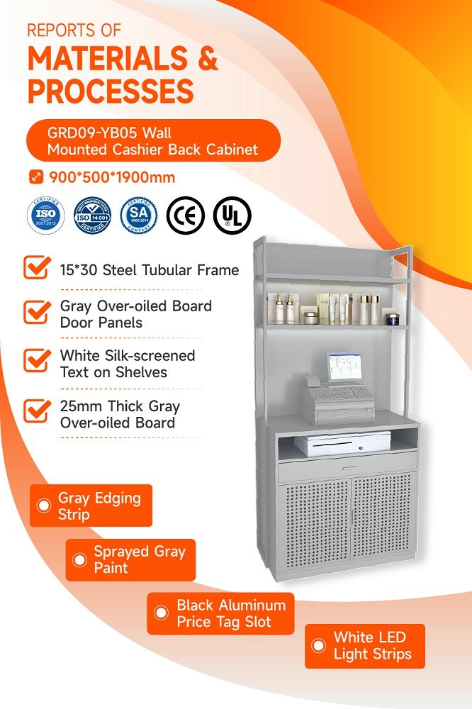 GDR09-YB05 Retail Display Counter with LED Light Strips and Aluminum Price Tag Slot for Department Stores