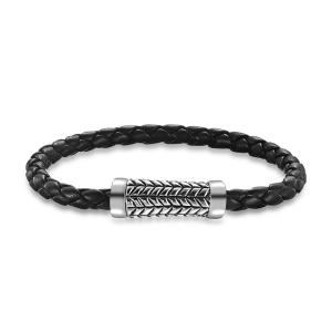 Wholesale Men Cool Stainless Steel Bracelet Punk Black Brown Braid Leather Bracelets from china suppliers