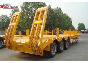 Wholesale 45 - 100 Tons Lowboy Drop Deck Trailer , 3.5&quot; Bolted King Pin Low Flatbed Trailer from china suppliers