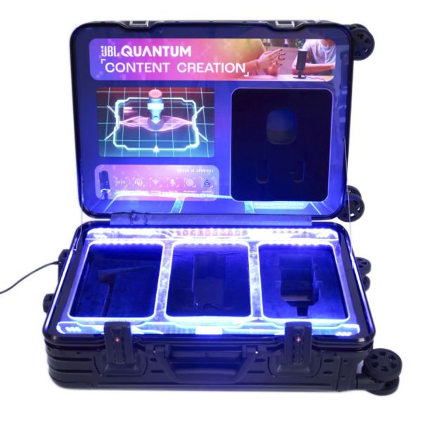 Portable Suitcase Audio Speaker Display Stand Metal Functional Display Custom