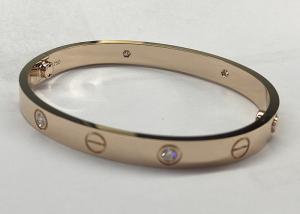 Wholesale 6.1mm Width 18K Solid Gold Jewellery Bangle 0.42carat With 4 Diamond from china suppliers