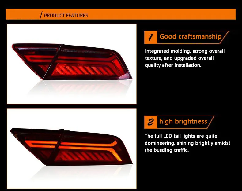 12V Audi A7 Taillight Assemblies Modified With LED Water Steering Rear Tail Lamp A7