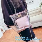 waterproof promotional clear tote pvc handle shopping bag, PVC mat waterproof