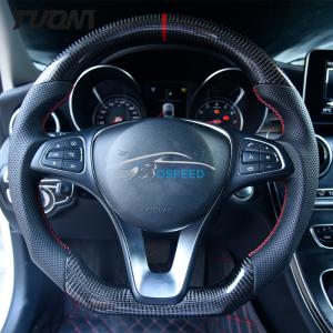 Wholesale Leather Mercedes Benz Carbon Fiber Steering Wheel Flat Bottom Car Accessories from china suppliers
