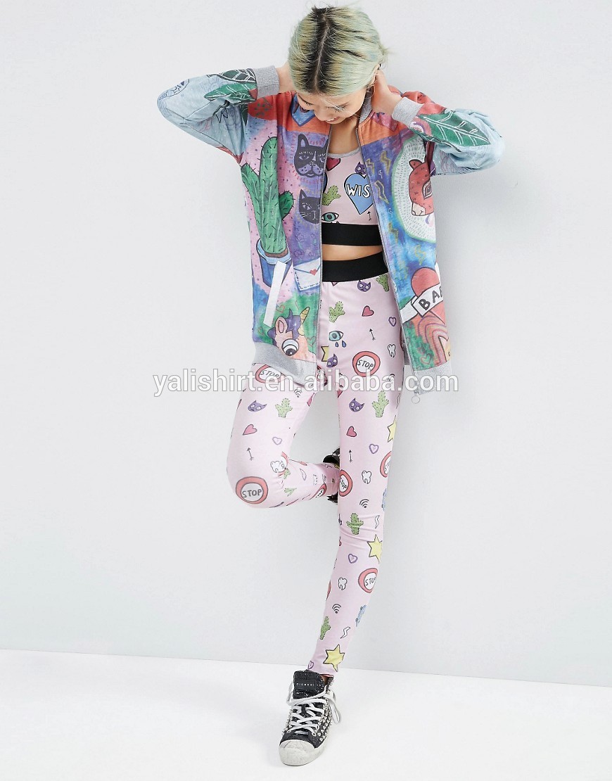 OEM wholesale customize women bomber jacket all print sublimation print