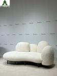 Shaped Fabric Velvet 3 Seats White Plush Sofa For Hotel Room Home Villa