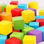 Colorful Wooden Cubes Building Blocks Toy Baby Color and Geometric Shape Wood