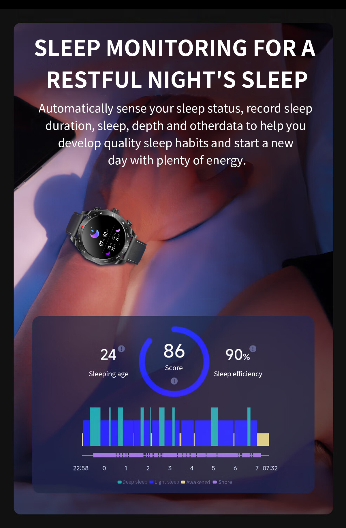 Touch Screen Smartwatch With Bluetooth Earbuds Sleep Monitor Music Player