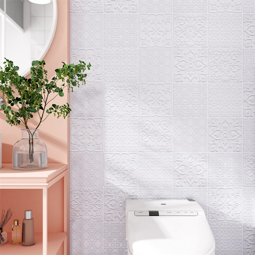 Stunning White Ceramic Rustic Tiles 20x20cm For Balcony And Eco-Friendly Wall Tile For Living Room 4 Styles