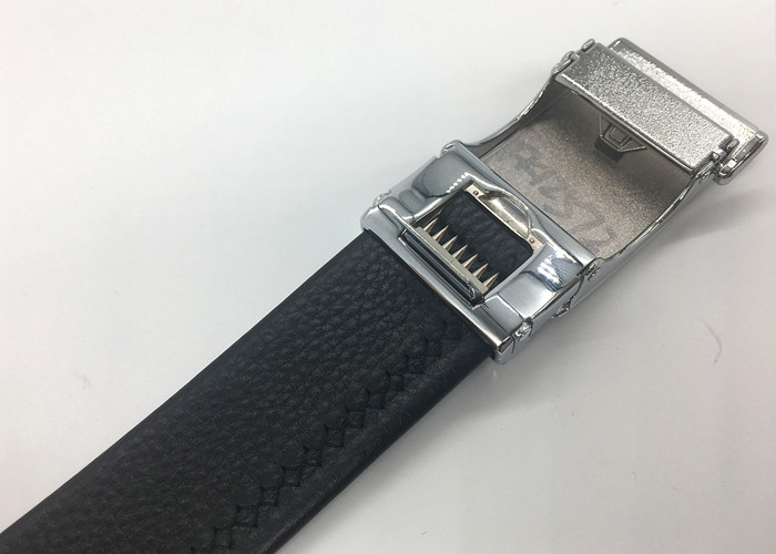 Black 140cm Mens Genuine Leather Belt With Alloy Buckle