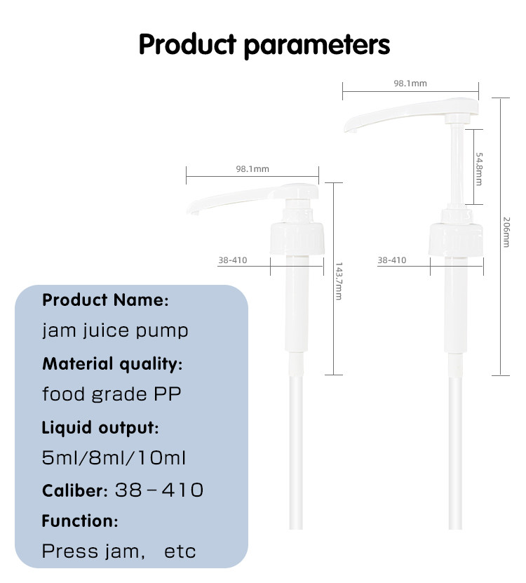 Plastic PP Food Grade Syrup Pump Dispenser Narrow Head Type White 5ml 8ml 10ml