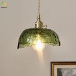 D20cm Led Glass Pendant Light Nordic Minimalist Hammer Clear / Green