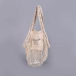 Organic Cotton Big Net Bag Womens Shopping Mesh Bags With Custom Logo Pocket