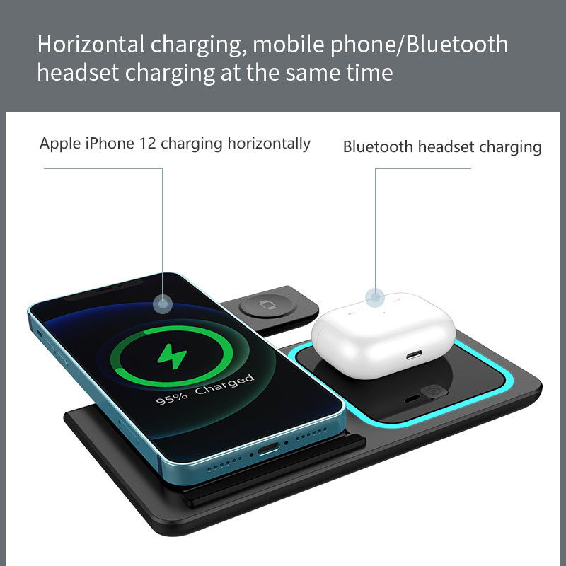 112*70*120mm Multi Function Wireless Charger Station For Airpods Pro