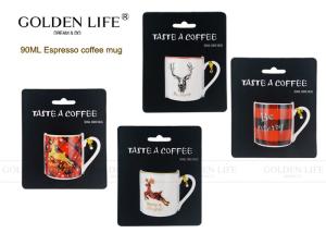 Wholesale D5.2xH5.4cm Size Espresso Coffee Mugs 90mL Capacity Merry Christmas / Deer Design from china suppliers