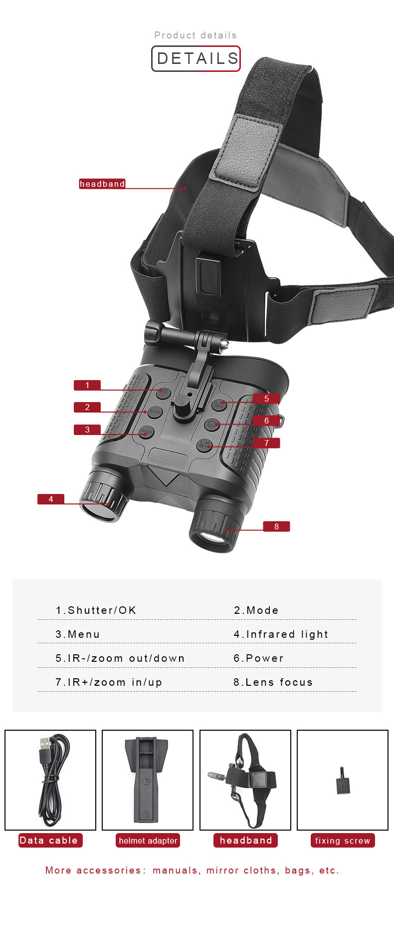 HD 12 Mega Pixels Digital Night Vision Camera Binocular Infrared Scope