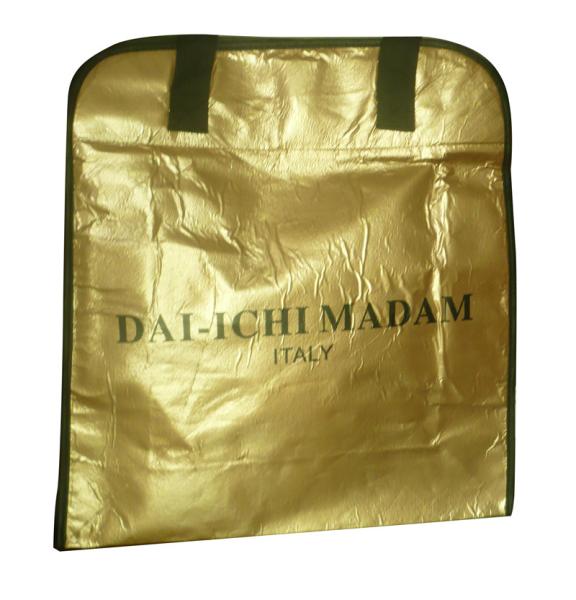 DAI - ICHI MADAM 90g brozen lamination black webbing handy non woven carry bag