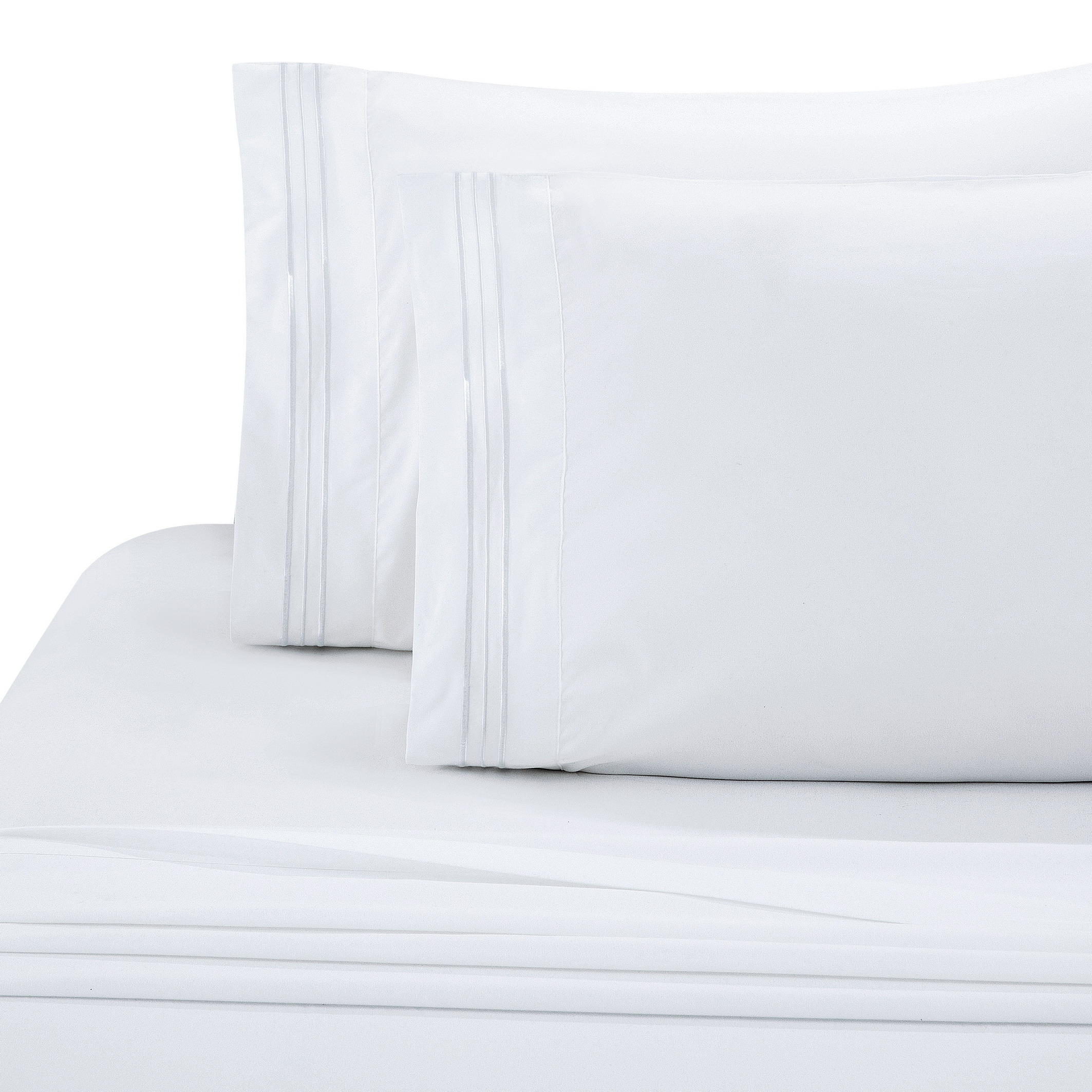 Poly Cotton 300tc Hotel White Embroidered Bed Sheet Quilt Cover Pillowcase Set