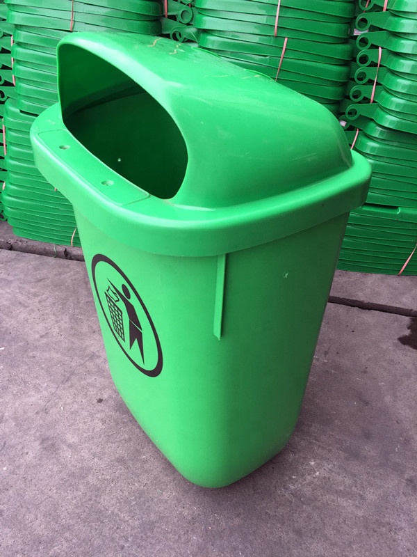 50L Green Small Double Bins Plastic Waste Bin Outdoor Standing Induction Type Eco-friendly Stocked Round